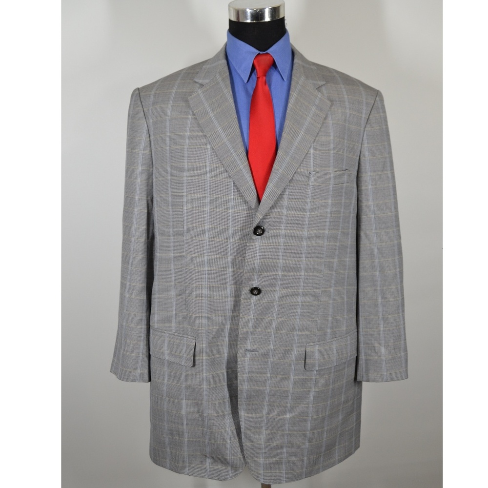 Bernard 44R Sport Coat Blazer Suit Jacket Gray Pla